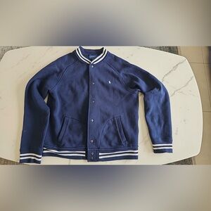 Polo Ralph Lauren Boys XL 18-20 Navy Varsity Jacket Snap Front Logo